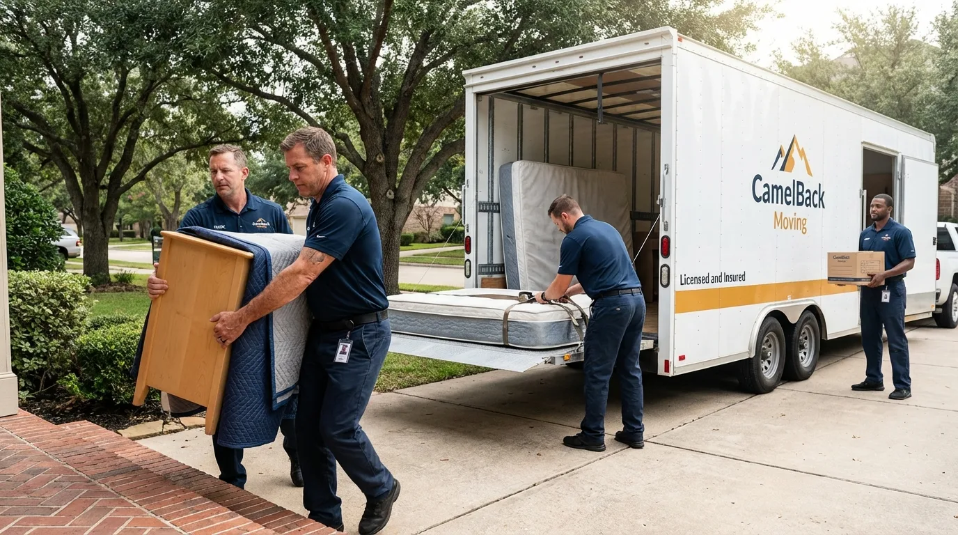 Crew loading residential truck for cross-state move from Elkland, PA